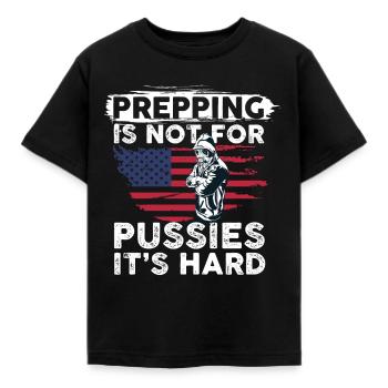 Prepping er ikke for fisser Det er svært - Børne-T-shirt - sort - Foran - AI Model Kid Female (0cm)