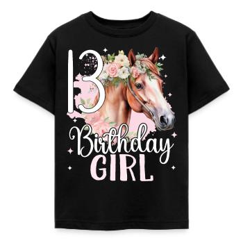Geburtstag 13 Mädchen Pferd Reiten Stall Dreizehn - Kinder T-Shirt - Schwarz - Vorne - AI Model Kid Female (0cm)