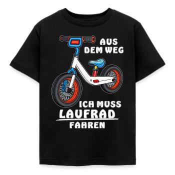 MUSS LAUFRAD FAHREN - Kinder T-Shirt - Schwarz - Vorne - AI Model Kid Female (0cm)