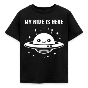 fliegende Untertasse - Kinder T-Shirt - Schwarz - Vorne - AI Model Kid Female (0cm)