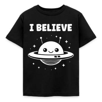 fliegende Untertasse - Kinder T-Shirt - Schwarz - Vorne - AI Model Kid Female (0cm)