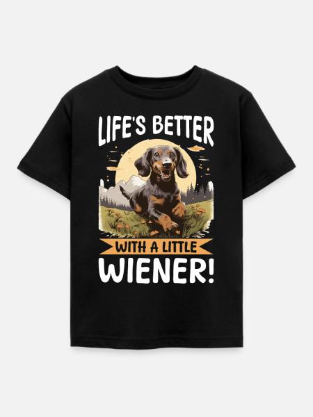 Funny Dachshund Doxie Wiener - Kinder T-Shirt - Schwarz