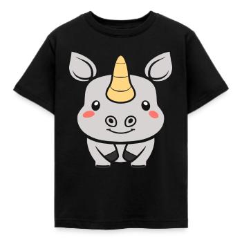rhinoceros - Kids' T-Shirt - black - Front - AI Model Kid Female (0cm)