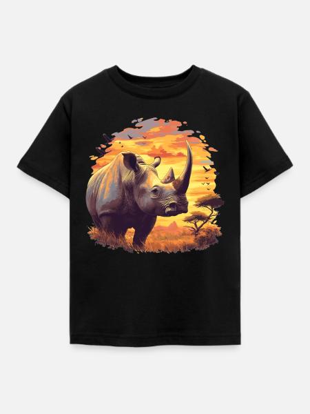Rhino Nashörner Nashorn - Kinder T-Shirt - Schwarz