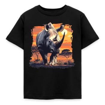 Rhino Nashörner Nashorn - Kinder T-Shirt - Schwarz - Vorne - AI Model Kid Female (0cm)