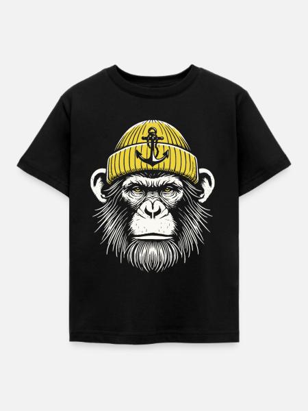 See Affe - Kinder T-Shirt - Schwarz