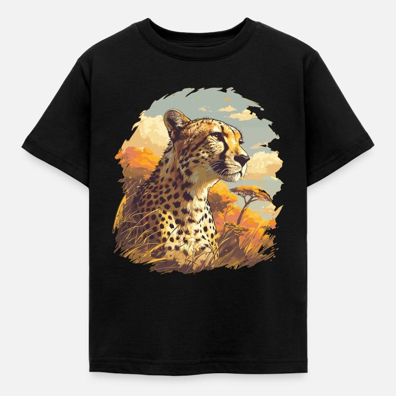 Guépard Geparde Gepard - T-shirt Enfant - noir
