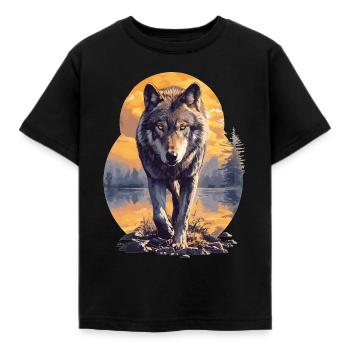 Wölfe Wolf - Kinder T-Shirt - Schwarz - Vorne - AI Model Kid Female (0cm)