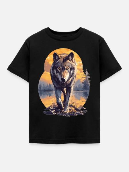Wölfe Wolf - Kinder T-Shirt - Schwarz