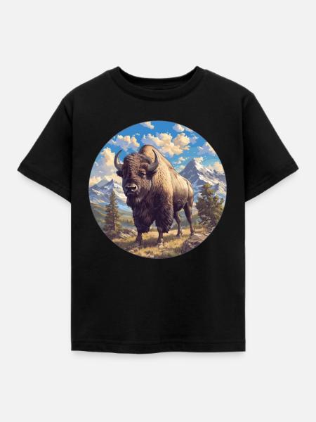 Bisons Bison - Kinder T-Shirt - Schwarz