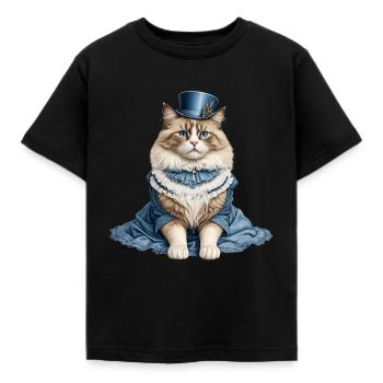 Schöne Katzendame - Kinder T-Shirt - Schwarz - Vorne - AI Model Kid Female (0cm)
