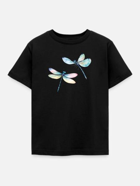 Libelle Duo Dragonfly Duo - Kinder T-Shirt - Schwarz