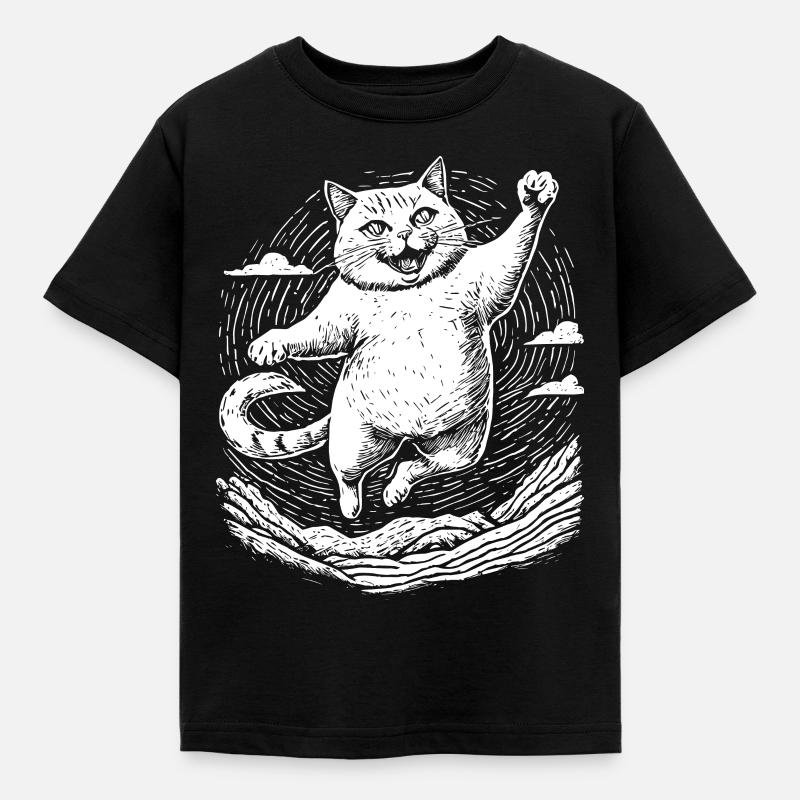 Cat practicing karate - Kids' T-Shirt - black