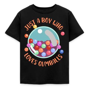 Just A Boy Who Loves Gumballs Chewing Bubblegum - Kinder T-Shirt - Schwarz - Vorne - AI Model Kid Female (0cm)