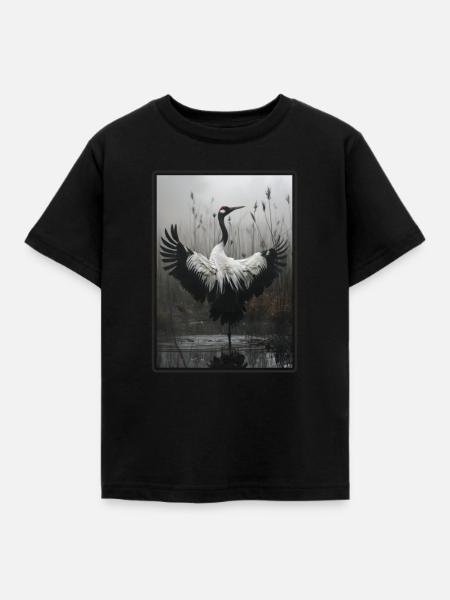 Kraniche Kranich - Kinder T-Shirt - Schwarz