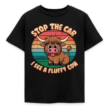 Highland Cattle Fluffy Cow Shaggy Cattle - Kids' T-Shirt - black - Front - AI Model Kid Female (0cm)