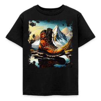 HIKING BOOT - Kids' T-Shirt - black - Front - AI Model Kid Female (0cm)