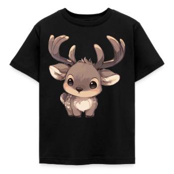 Elche Elch - Kinder T-Shirt - Schwarz - Vorne - AI Model Kid Female (0cm)