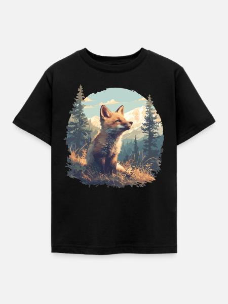 Füchse Fuchs - Kinder T-Shirt - Schwarz