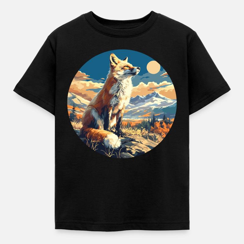 Füchse Fuchs - Kinder T-Shirt - Schwarz