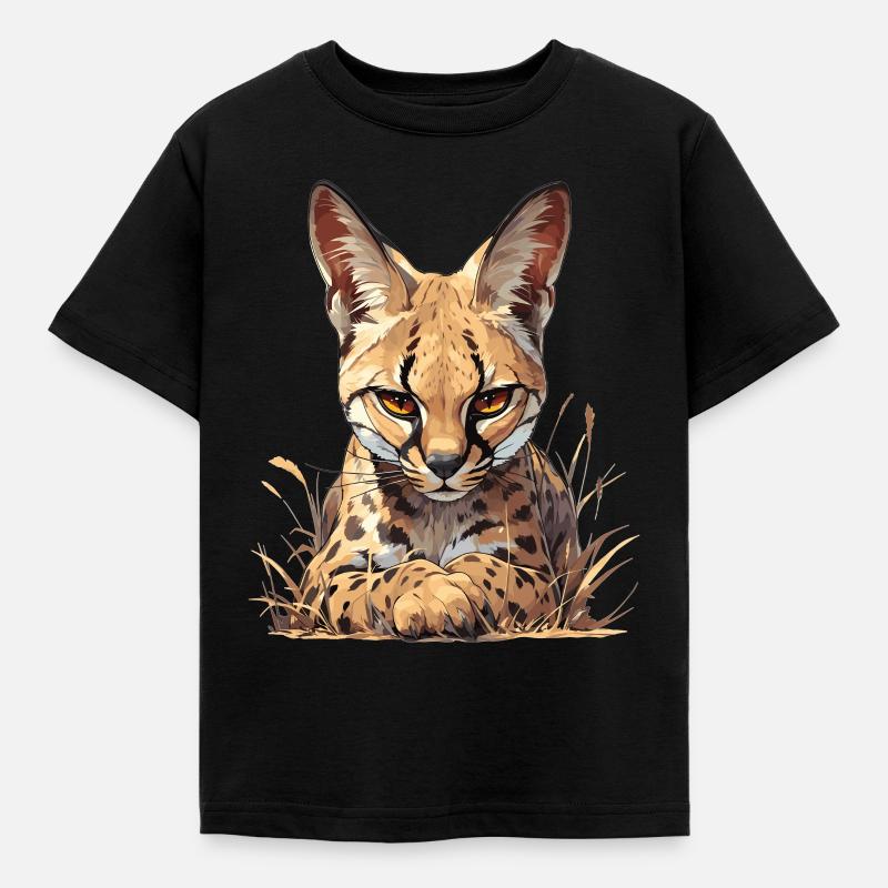 Servale Serval - Kinder T-Shirt - Schwarz
