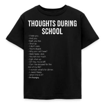 Gedanken während der Schule - Kinder T-Shirt - Schwarz - Vorne - AI Model Kid Female (0cm)