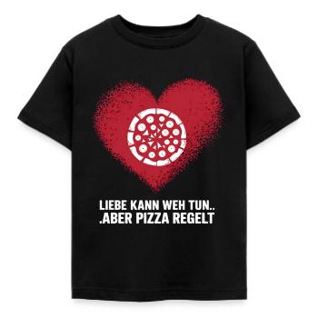 Love Hurts Breakup Valentine's Day Pizza Regulates - Kids' T-Shirt - black - Front - AI Model Kid Female (0cm)