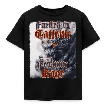 Koffein Drache Feminine Wut Kaffee Spaß Feminismus - Kinder T-Shirt - Schwarz - Vorne - AI Model Kid Female (0cm)