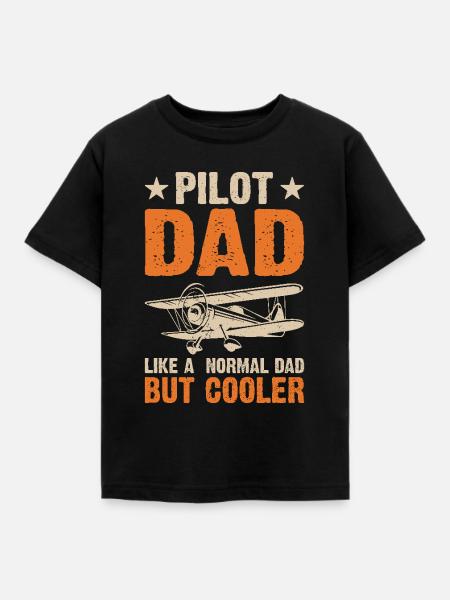 Pilot Papa – Wie ein normaler Papa, nur cooler - Børne-T-shirt - sort