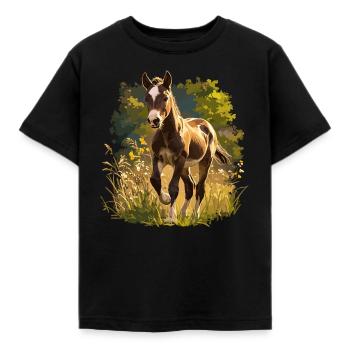 Pferde Pferd - Kinder T-Shirt - Schwarz - Vorne - AI Model Kid Female (0cm)