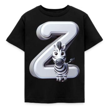 Zèbre sur la lettre Z - T-shirt Enfant - noir - Devant - AI Model Kid Female (0cm)