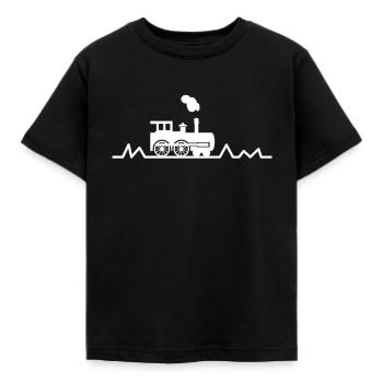 Steam Locomotive Heartbeat Railroad Worker Locomotive Train Driver Pulse - Kids' T-Shirt - black - Front - AI Model Kid Female (0cm)