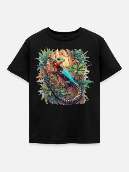 Eidechsen Eidechse - Kinder T-Shirt - Schwarz