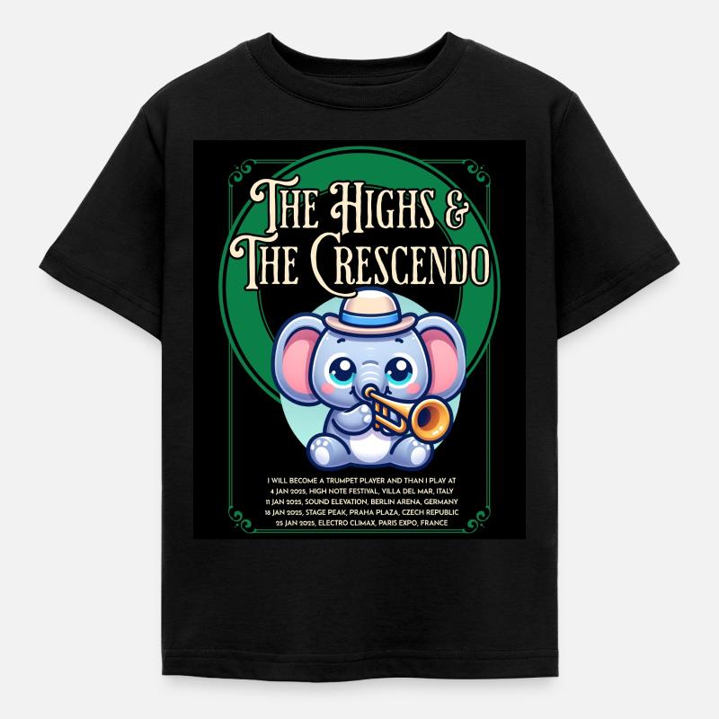 Trompeten Elefant - Kinder T-Shirt - Schwarz
