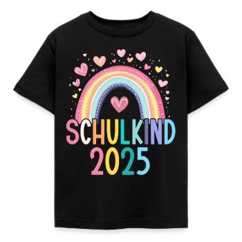 Schulkind 2025 Regenbogen Mädchen Einschulung 2025 - Kinder T-Shirt - Schwarz - Vorne - AI Model Kid Female (0cm)