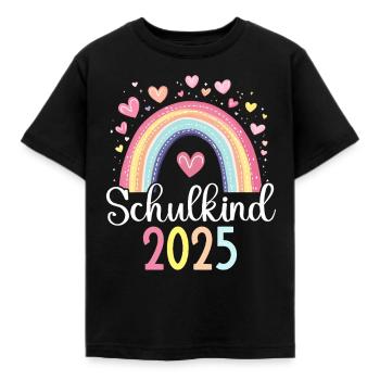Schulkind 2025 Regenbogen Mädchen Einschulung 2025 - Kinder T-Shirt - Schwarz - Vorne - AI Model Kid Female (0cm)