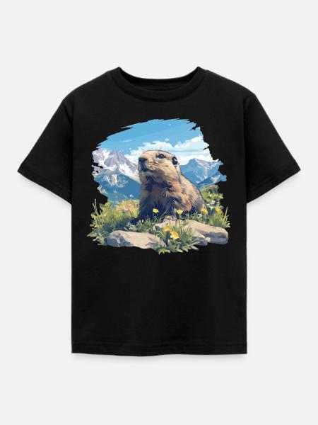 Murmeltiere Murmeltier - Kinder T-Shirt - Schwarz