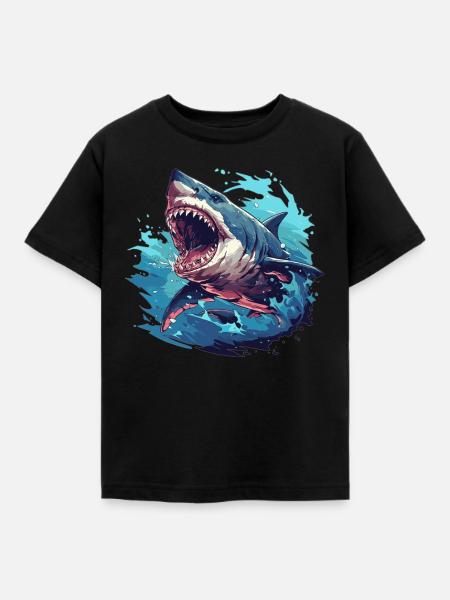 Haie Hai - Kinder T-Shirt - Schwarz