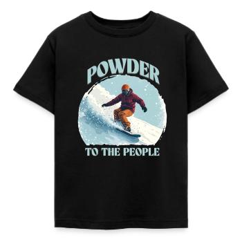 Powder to the People – Snowboard - Kids' T-Shirt - black - Front - AI Model Kid Female (0cm)