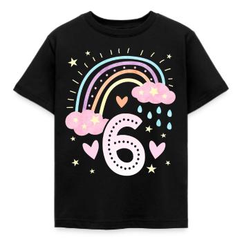 Geburtstag 6 Mädchen Regenbogen Sechs Party 6 - Kinder T-Shirt - Schwarz - Vorne - AI Model Kid Female (0cm)