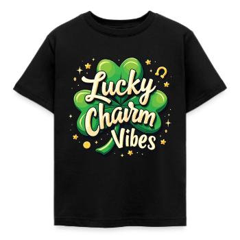 Lucky Charm Vibes Lucky Clover Lucky Positive - Kids' T-Shirt - black - Front - AI Model Kid Female (0cm)