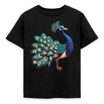 Pfaue Pfau - Kinder T-Shirt - Schwarz - Vorne - AI Model Kid Female (0cm)