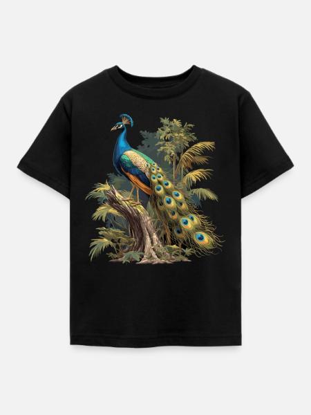 Pfaue Pfau - Kinder T-Shirt - Schwarz