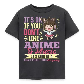 Anime & Music Kawaii - Kids' T-Shirt - dark grey - Front - AI Model Kid Female (0cm)