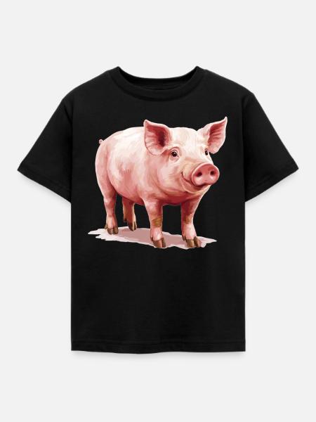 Schweine Schwein - Kinder T-Shirt - Schwarz