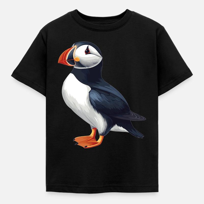 Papageientaucher - Kinder T-Shirt - Schwarz