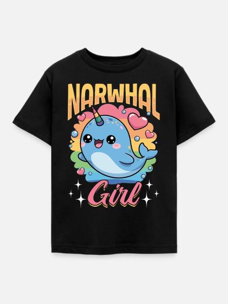 Narwhal Chibi Kawaii - Kinder T-Shirt - Schwarz