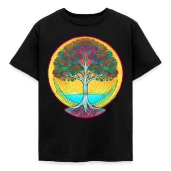 Germanic and Viking World Tree Yggdrasil - Kids' T-Shirt - black - Front - AI Model Kid Female (0cm)