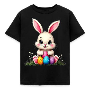 Osterhase niedlich Osterei Ostern Spruch Osterfest - Kinder T-Shirt - Schwarz - Vorne - AI Model Kid Female (0cm)