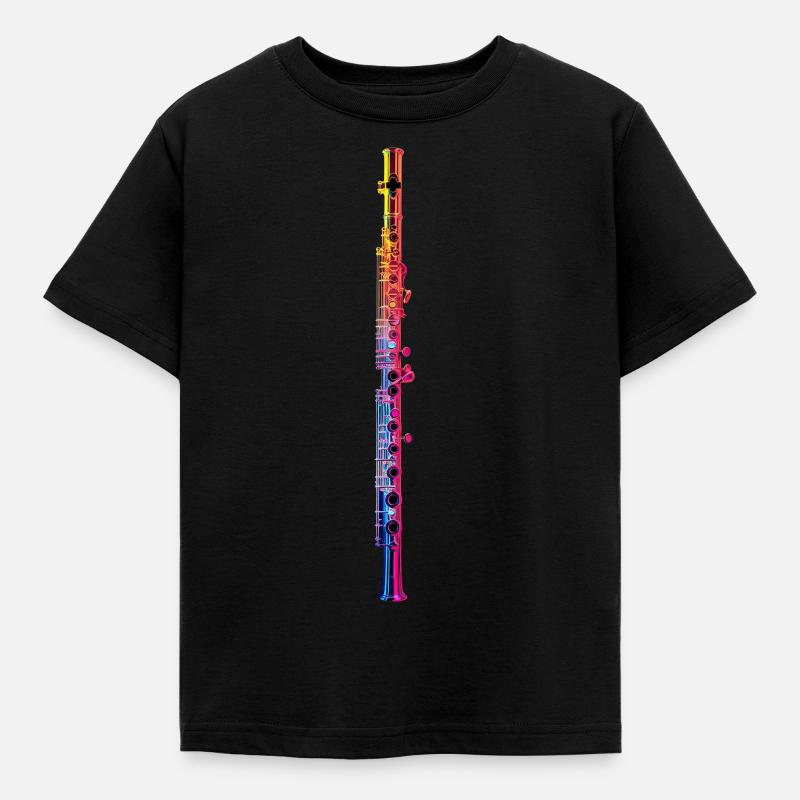 Querflöte - Kinder T-Shirt - Schwarz